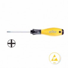 Wiha SoftFinish® ESD Phillips Screwdriver - Dissipative Handle, ESD-Safe - PH 0 - 08184